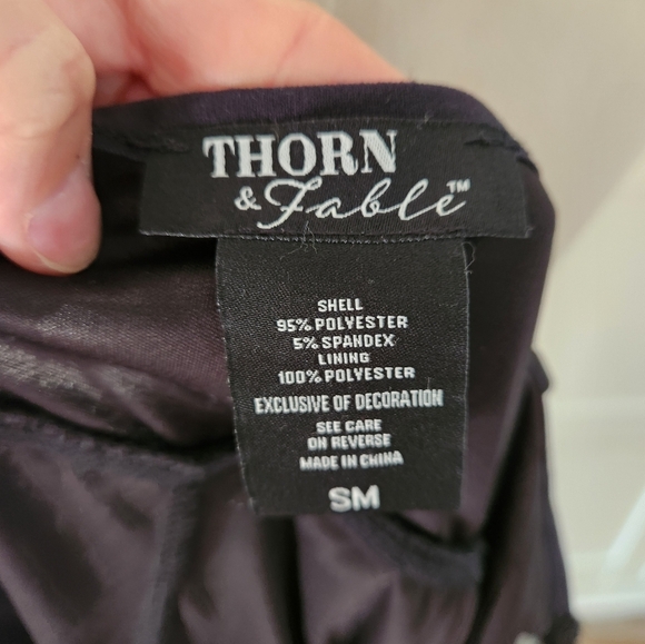 Thorn & Fable Hot Topic Women Black Empire Waist Slip Strappy Dress Size Small - Picture 9 of 10